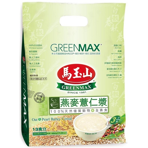 MYSYMYRJ MYSYMYRJ/馬玉山-燕麥薏仁漿38g*13包/袋