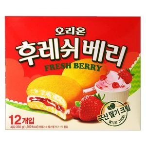 8801117540418/ORION Freshberry Strawberry Jam Sweet Soft Cream Cake 12P 336g 好丽友草莓夹心派