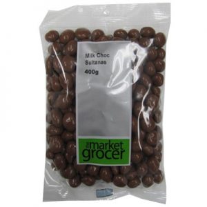 TMG MILK CHOCLATE SULTANAS 400G 牛奶巧克力葡萄夹心