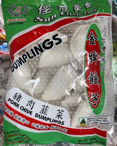 9328111001008 J-佳冠/猪肉韭菜水饺 600G/SC/PORK CHIVE DUMPLING 600G