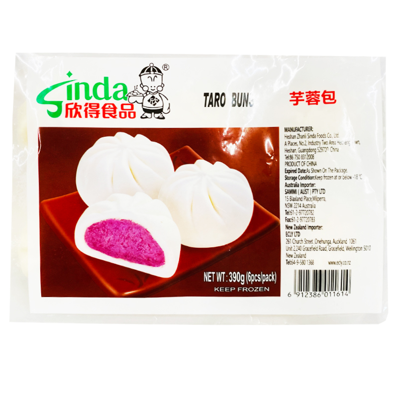 6912386011614 欣得食品芋蓉包6个入390g/Sinda Taro Buns 6pcs 390g