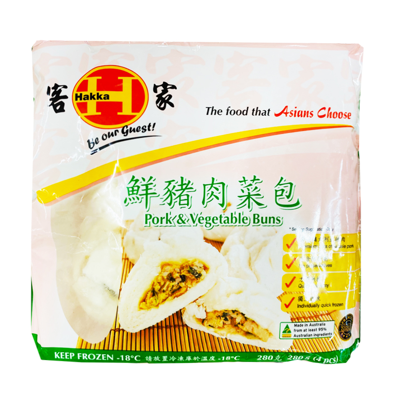 9313353052673 客家鲜猪肉菜包4个入280g/HAKKA Pork&Vegetable Buns 4pcs 280g