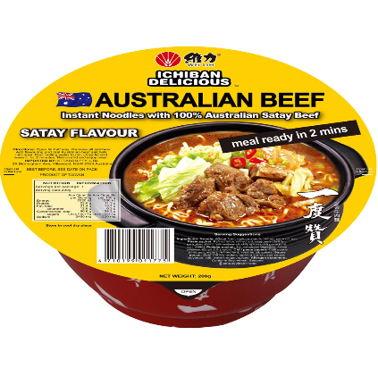 一度赞澳洲沙爹牛肉面0g Ichiban Instant Noodles With Real Ausralian Satay Beef 0g Orange Go